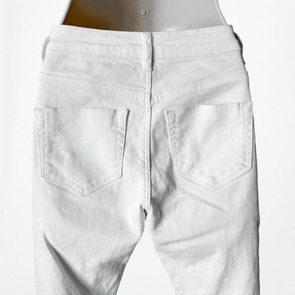 ASOS White High Waisted Distressed Ripped Knees Skinny Denim Jeans Size 24/XS - Picture 8 of 8